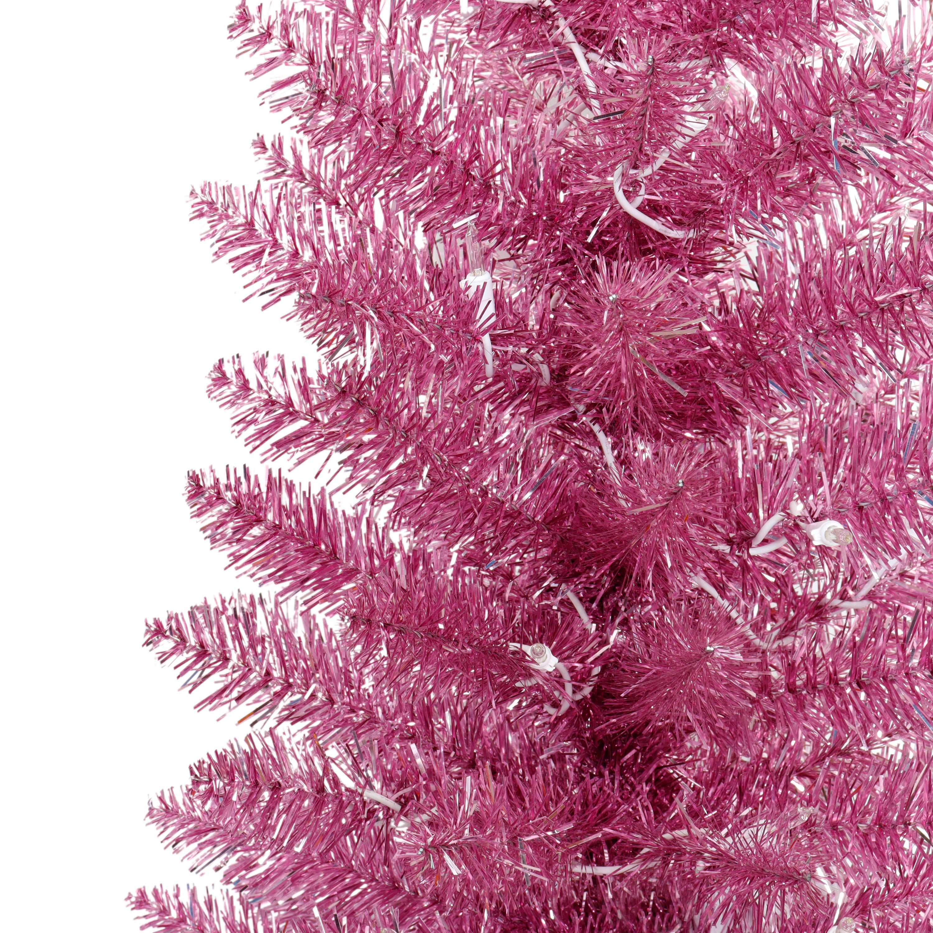 6ft Pre-Lit Pink Tinsel Tree